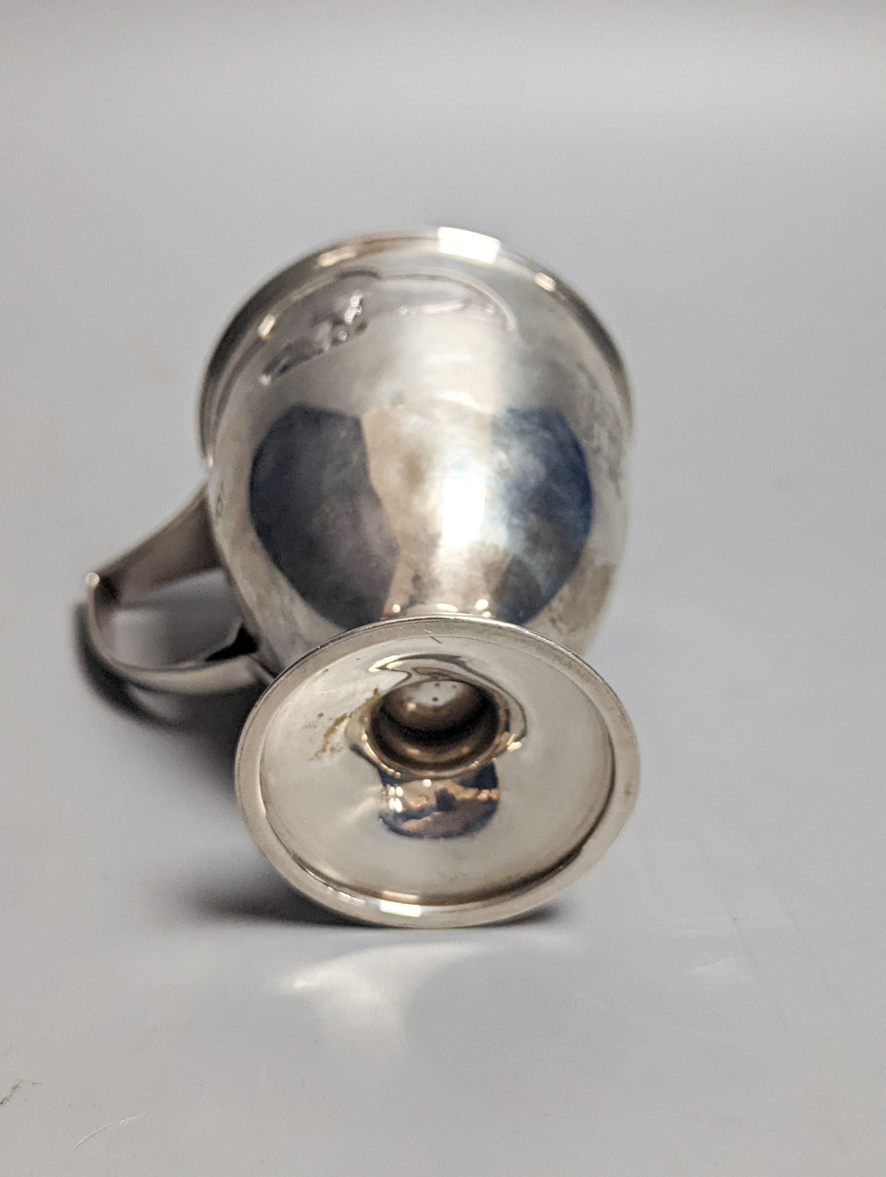 An Edwardian Art Nouveau silver pedestal christening mug, by William Hutton & Sons, London, 1904, 97mm, 138 grams.